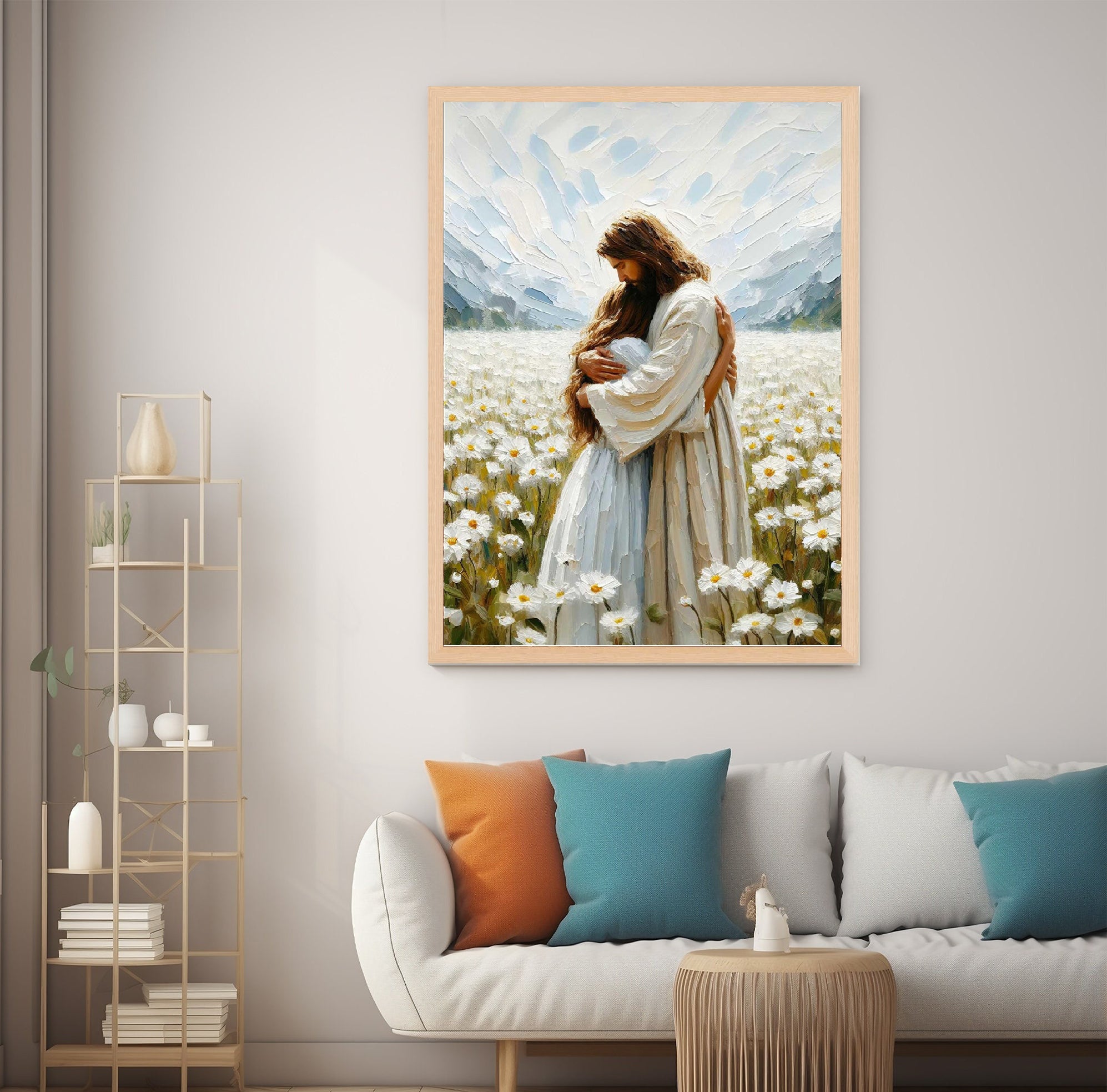 His Love Poster, Jesus Hugging Woman Poster, Jesus with Woman Poster, Bible Art Poster